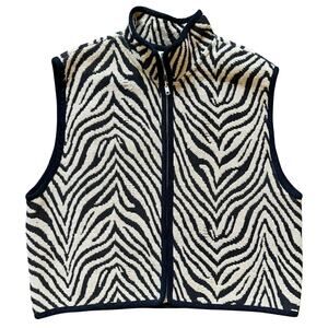 Chico’s Design Zebra Print Vest 100% Cotton Women’s Size 2 Vintage